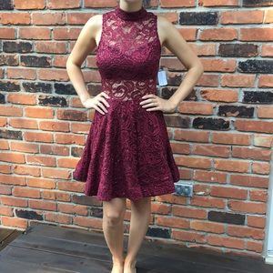 Maroon lace and sequin formal/ homecoming dress